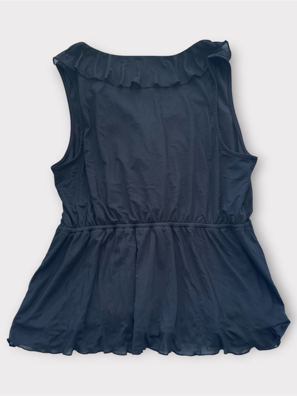 Morgan Taylor Black Ruffled V-Neck Peplum Tank - Picture 6 of 7